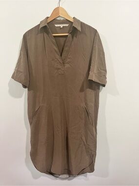 RACHEL Rachel Roy Collared Brown Short-Sleeve Shift Dress